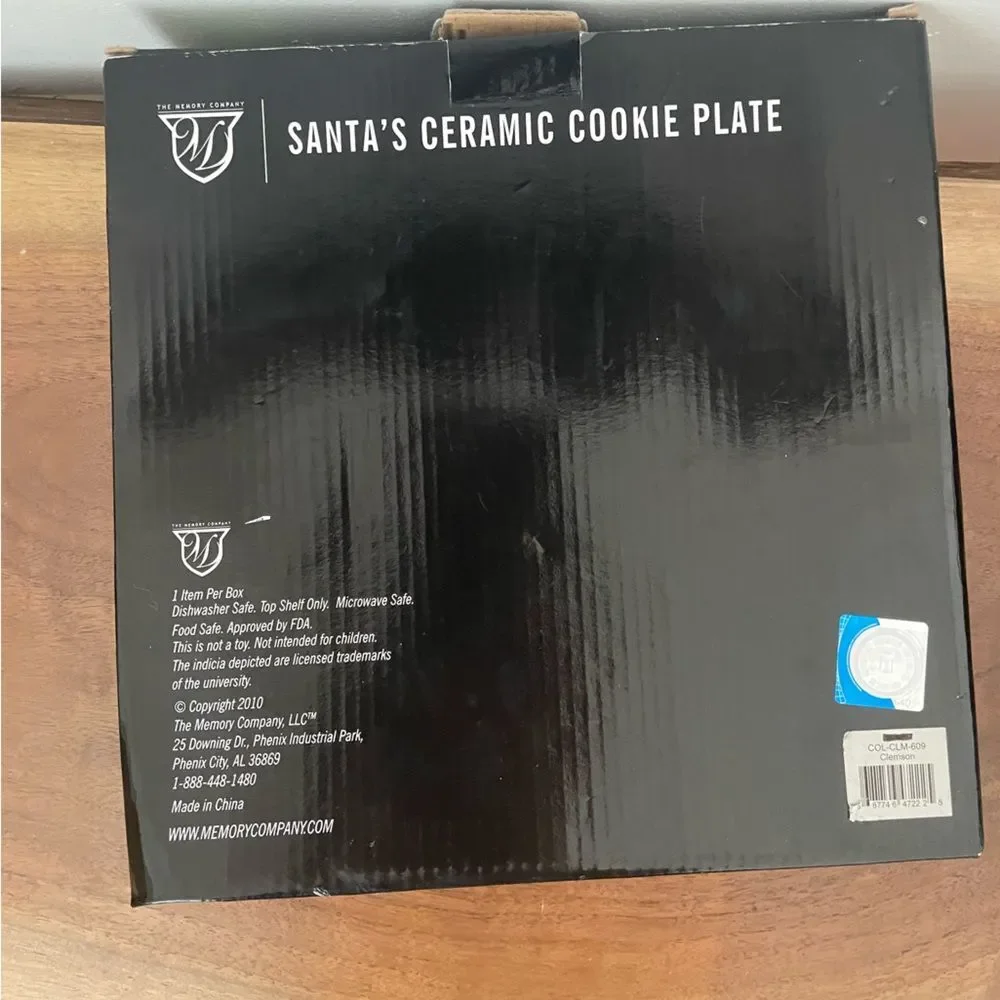 Memory Company Clemson University  Tiger White Santa Cookie Ceramic Plate